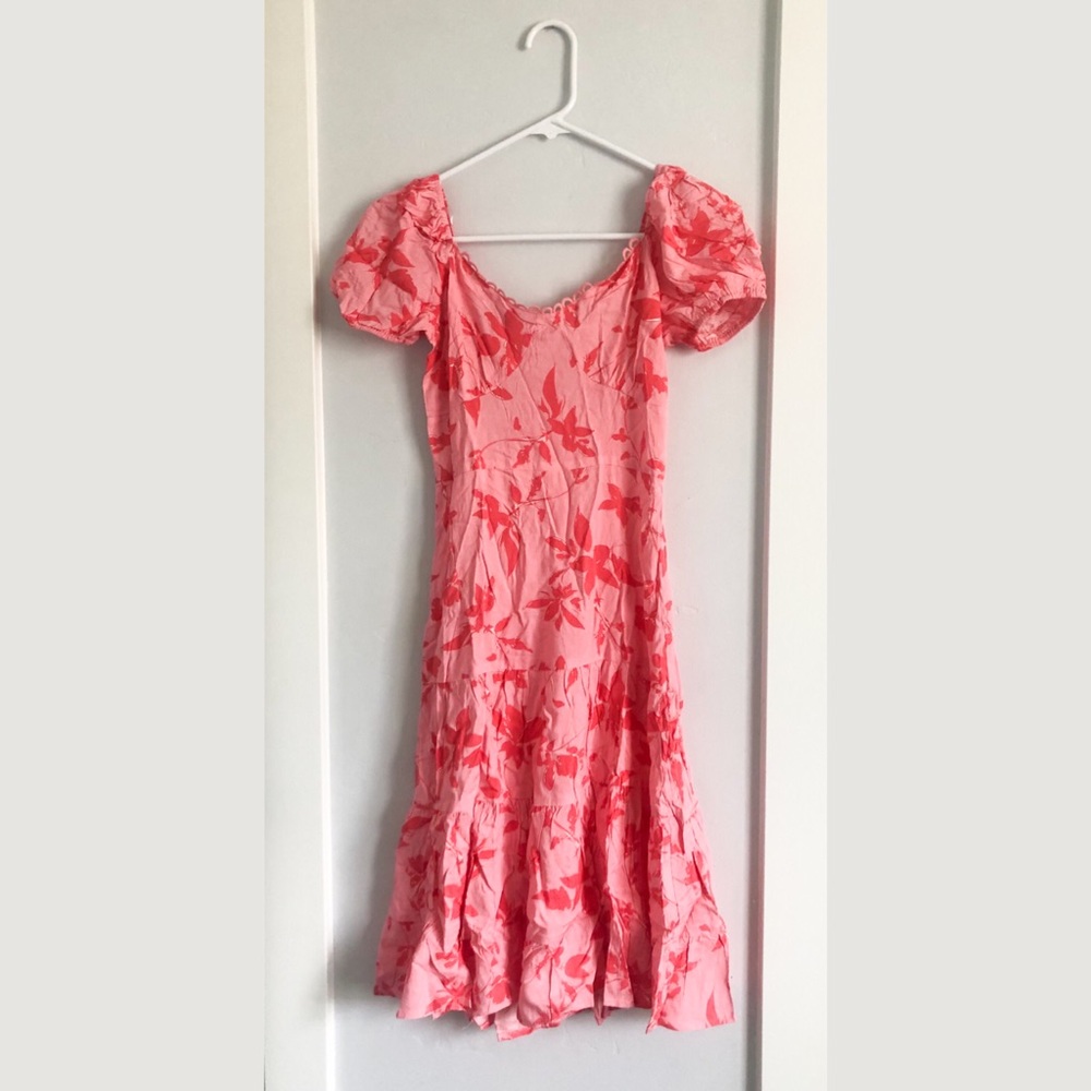 Sweetheart Neck Lace Trim Ruffle Hem Floral Dress | Womens Size XS (2)